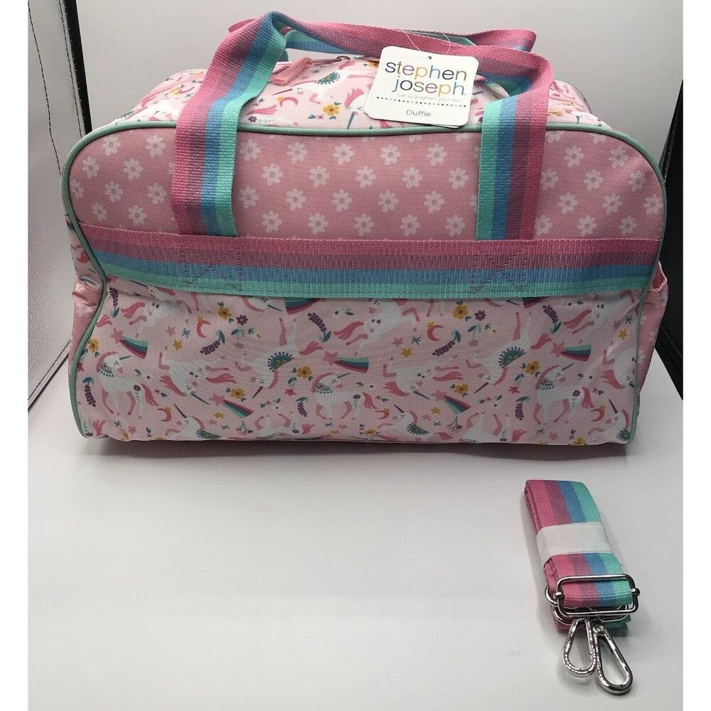 Stephen Joseph Duffel Duffle Bag‎ Girls Kids Pink Unicorn Travel Carry On Floral